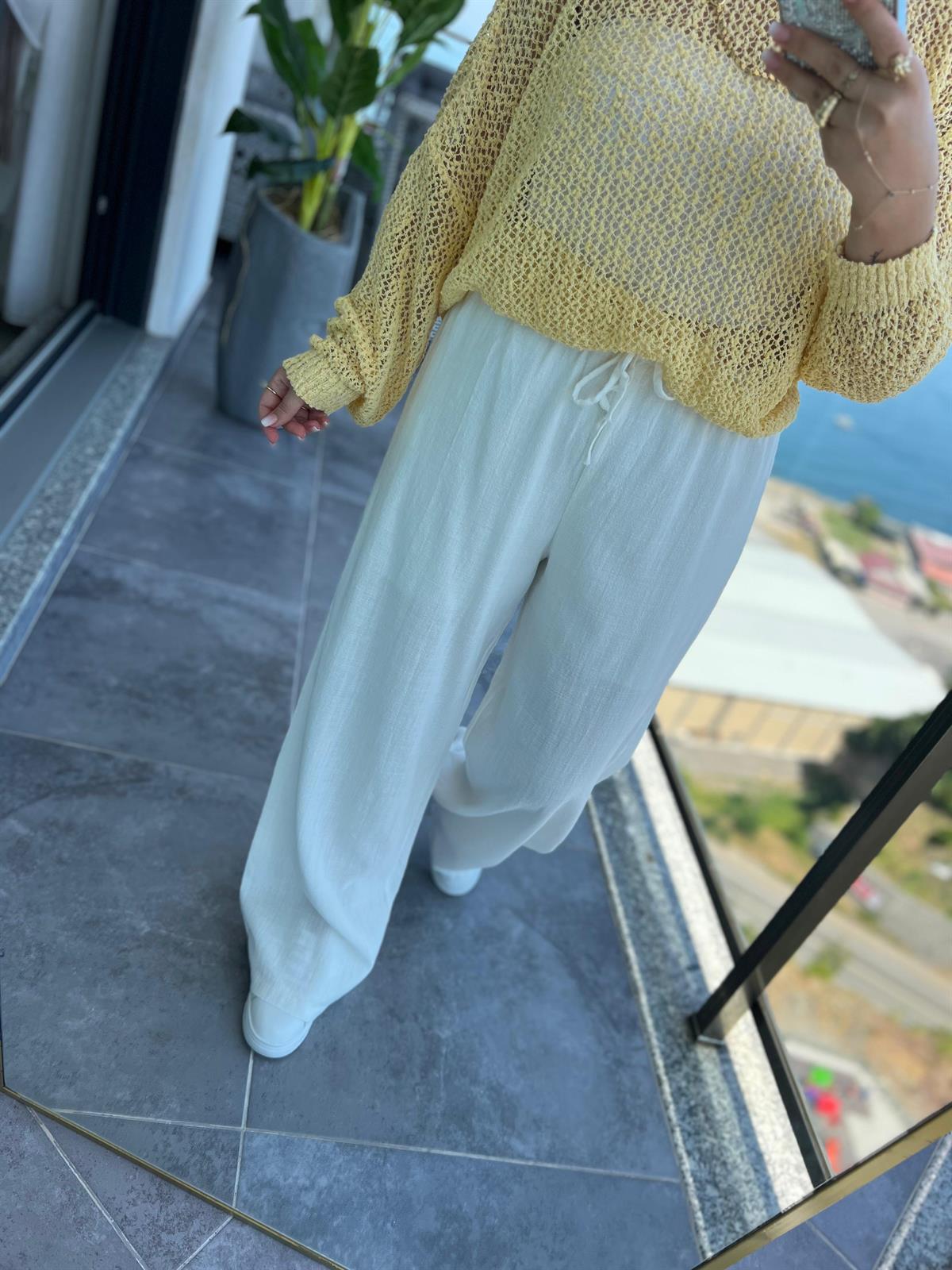 1005 Keten Pantalon EKRU