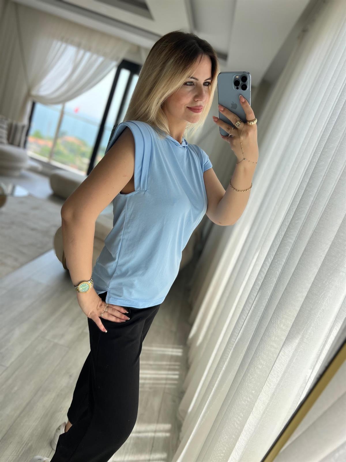 1017 Kapşonlu Modal Buluz BEBE MAVİ
