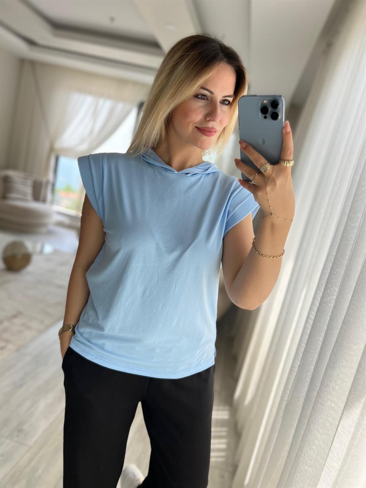 1017 Kapşonlu Modal Buluz BEBE MAVİ