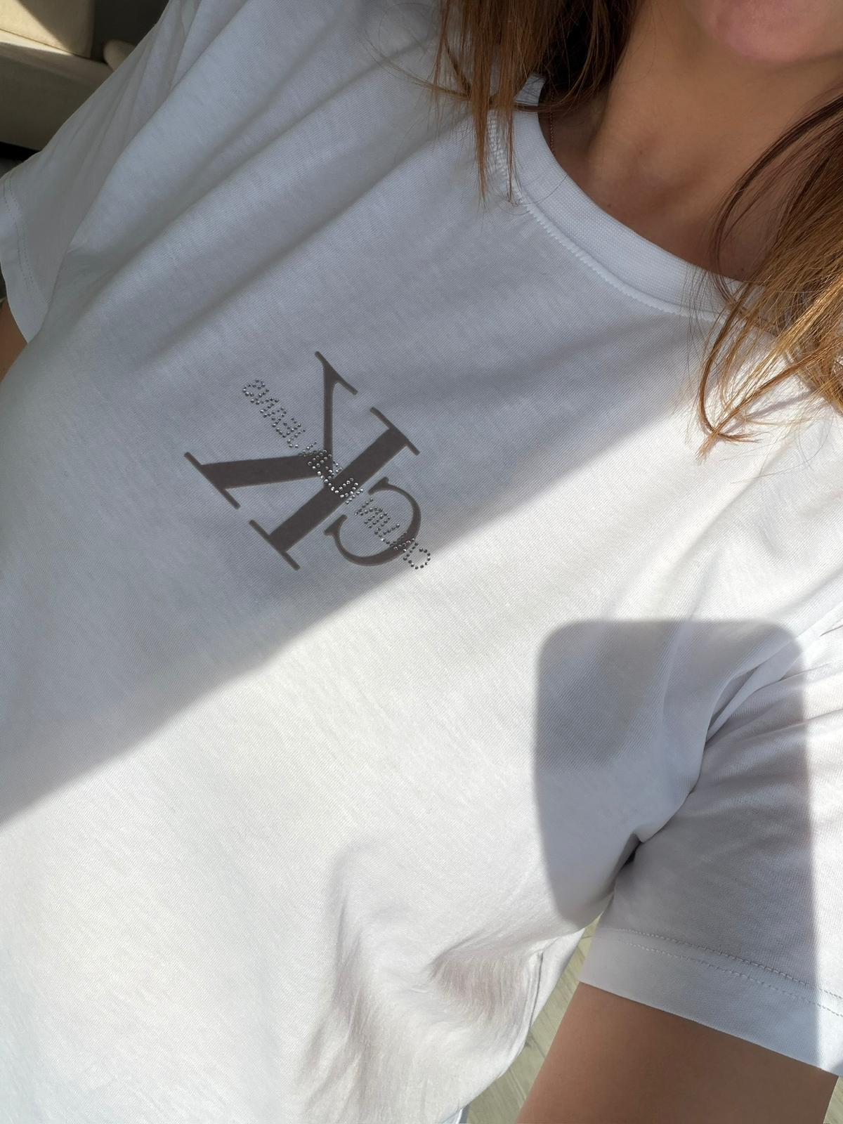 1018 Yazılı Baskılı Tshirt BEYAZ