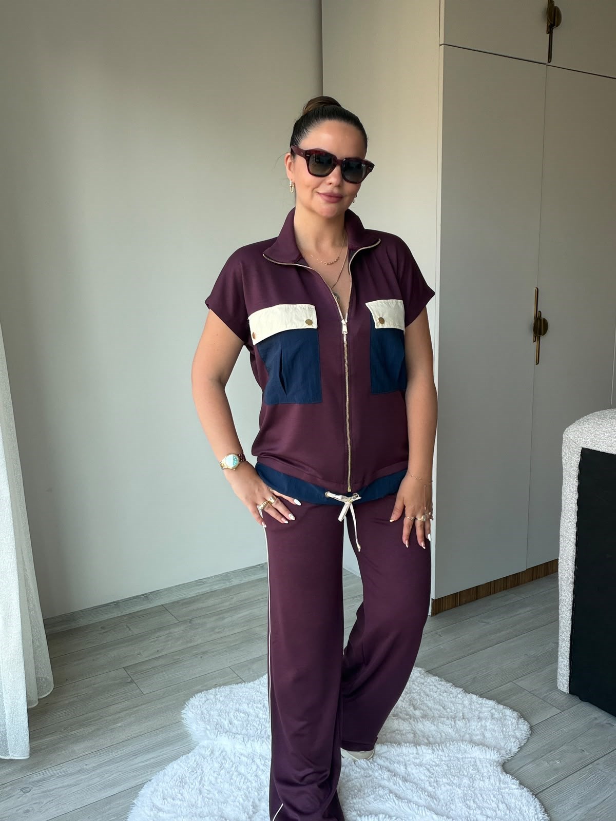 1021 Paraşüt Cepli Modal Takım BORDO