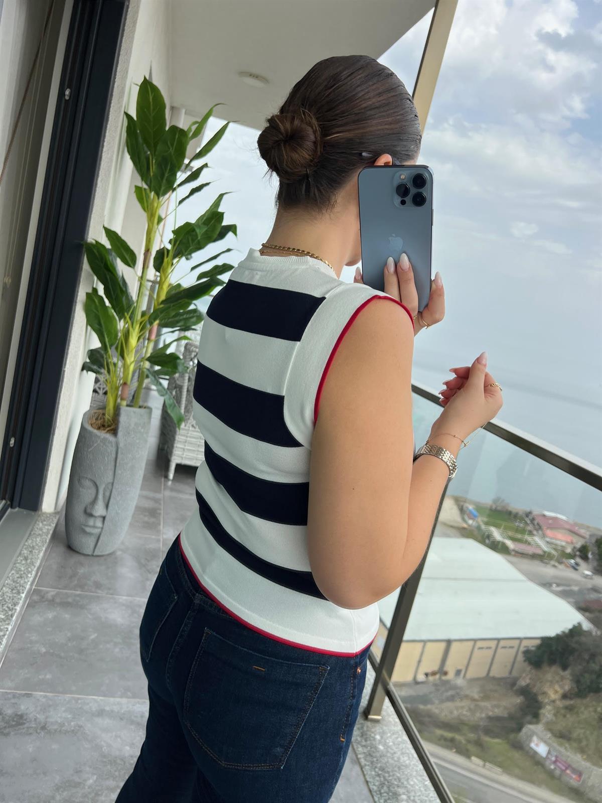 1256 Çizgili Atlet LACİVERT