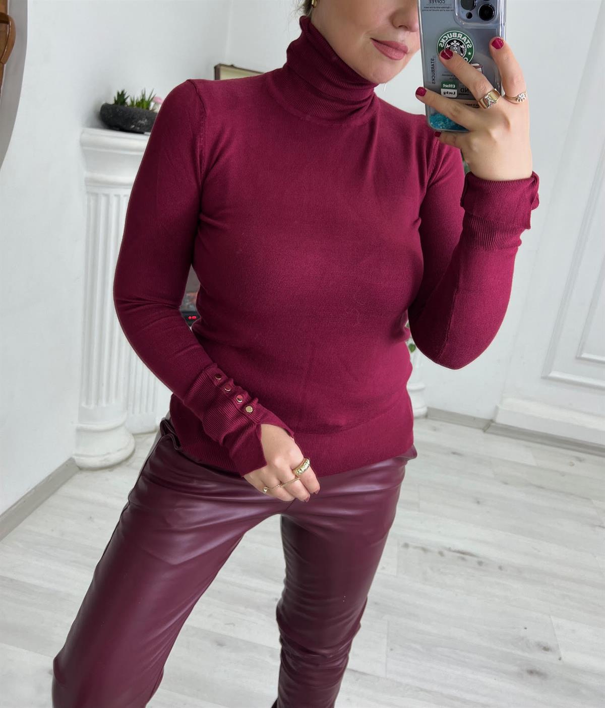 1268 Kolu Droplu Kazak BORDO