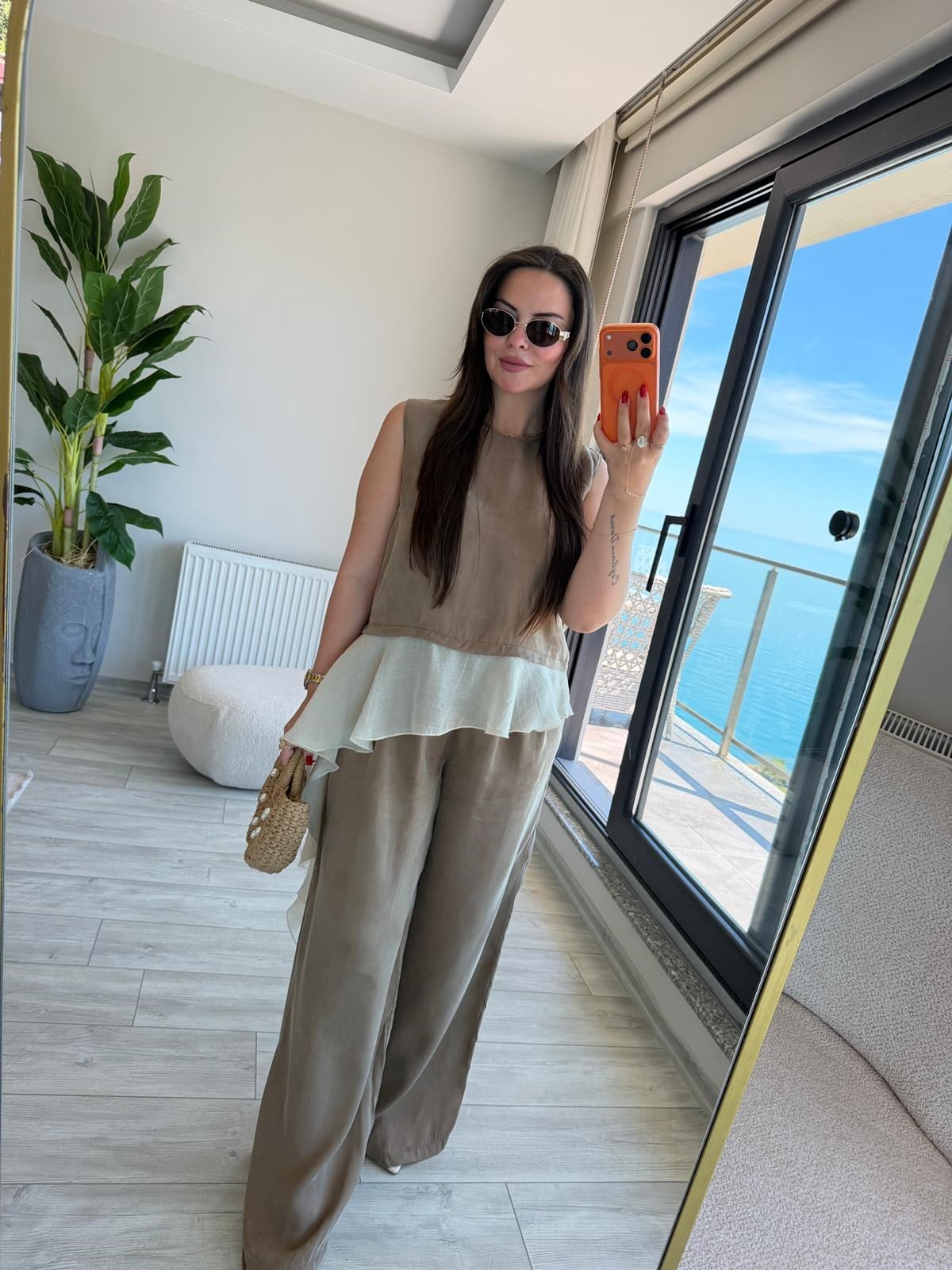 1391 Garnili Bluz Pantolon Takım BRONZ