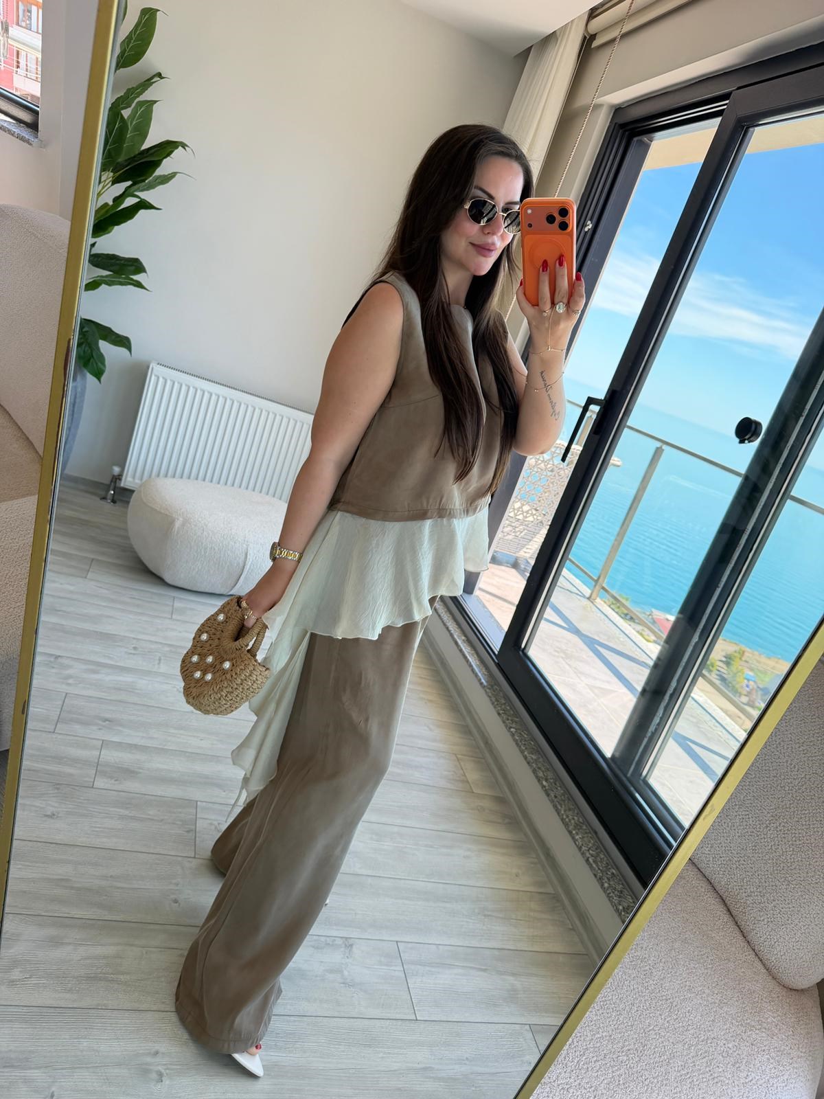 1391 Garnili Bluz Pantolon Takım BRONZ