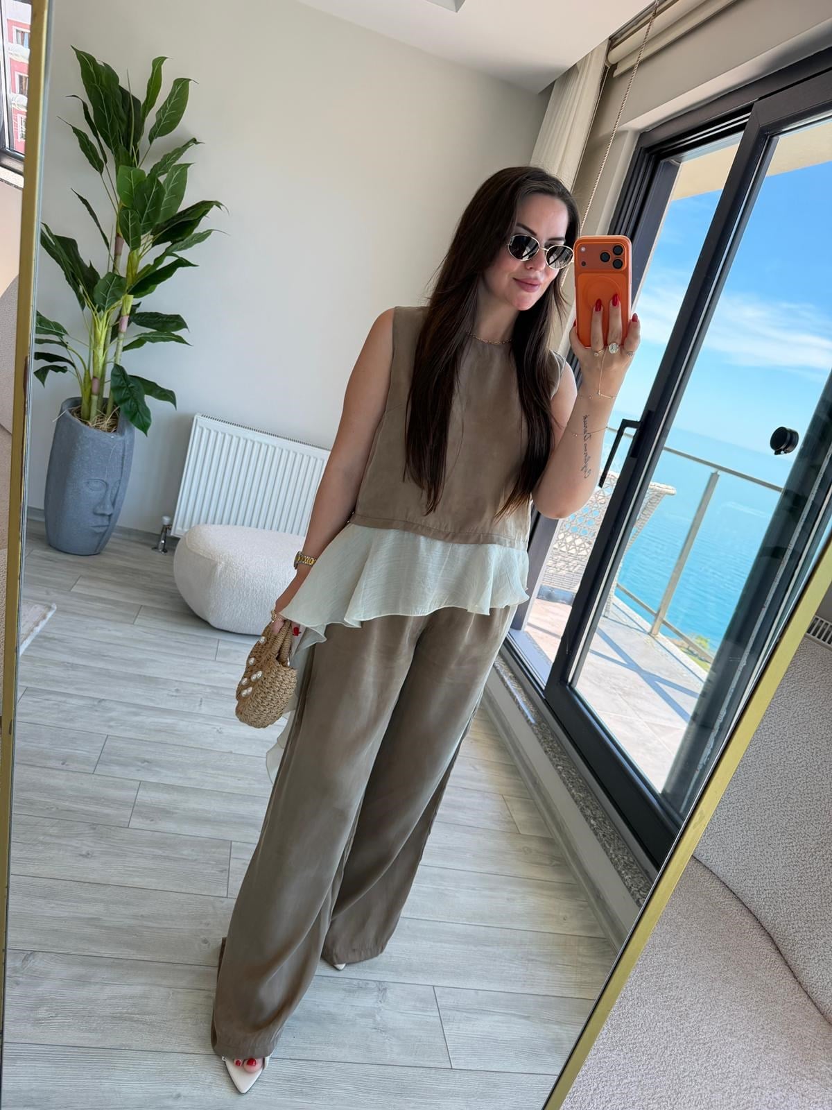 1391 Garnili Bluz Pantolon Takım BRONZ