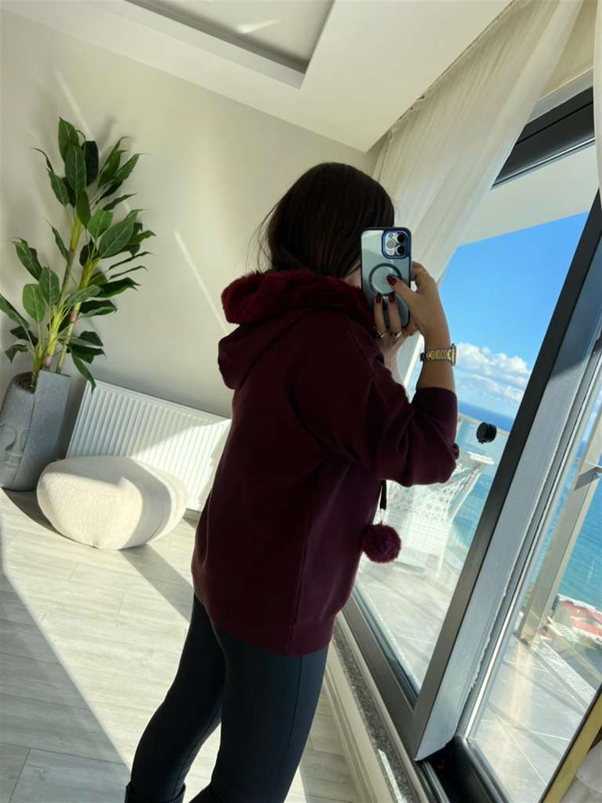 140215 Ponponlu Hırka BORDO