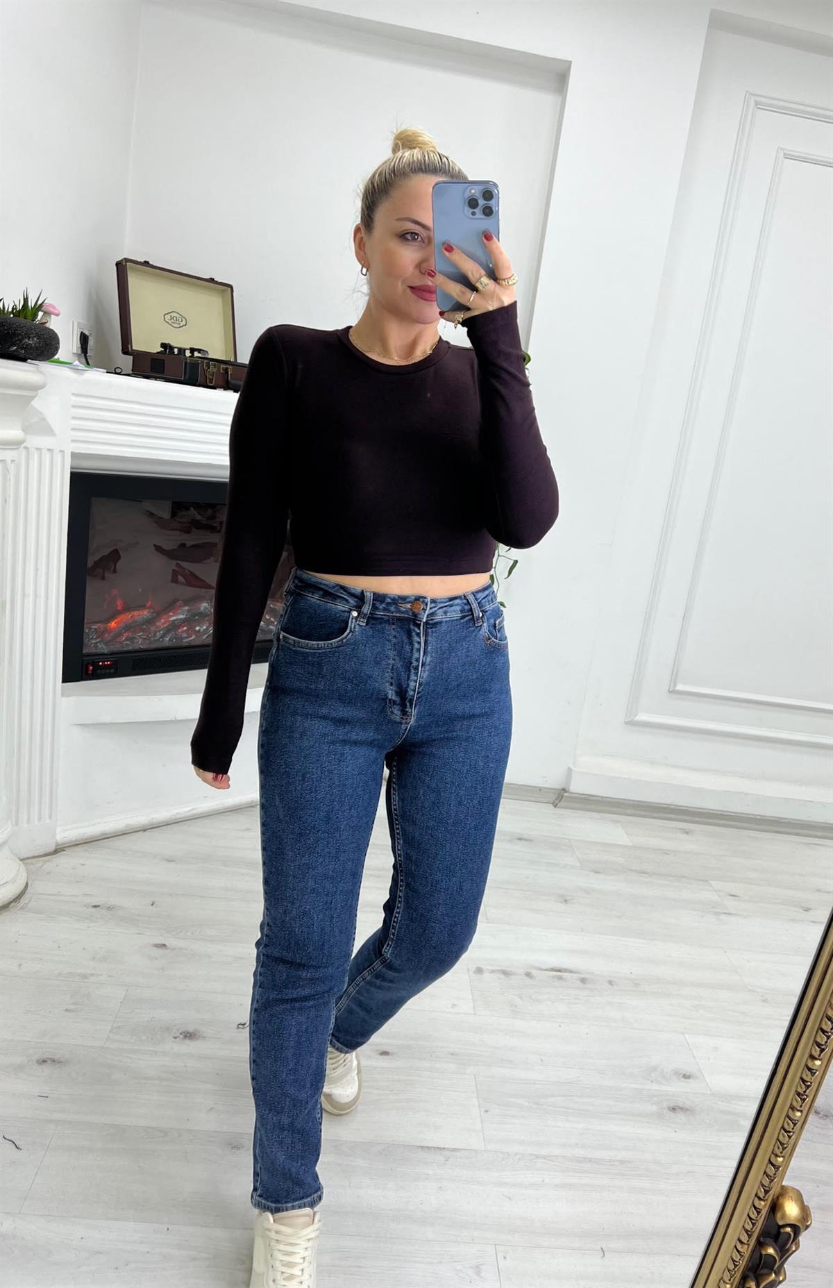151 Mom Jean LACİVERT