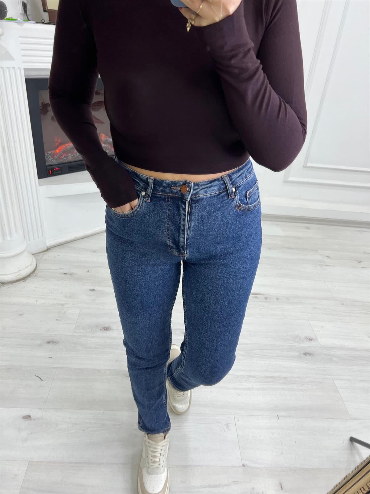 151 Mom Jean LACİVERT