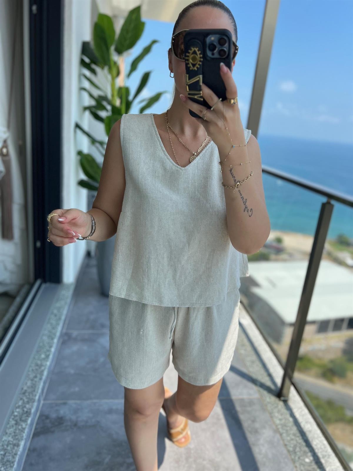 1558 Atlet Şort Takım NATUREL