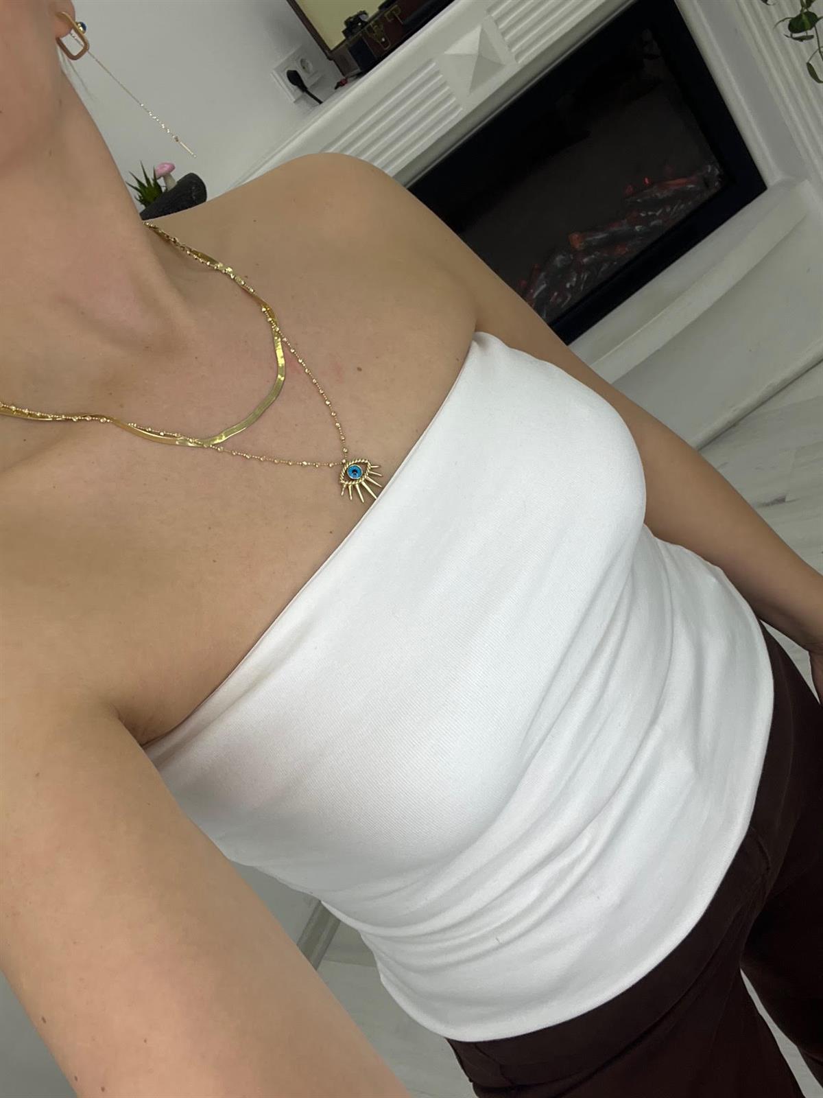 16068 Straplez Crop Atlet BEYAZ