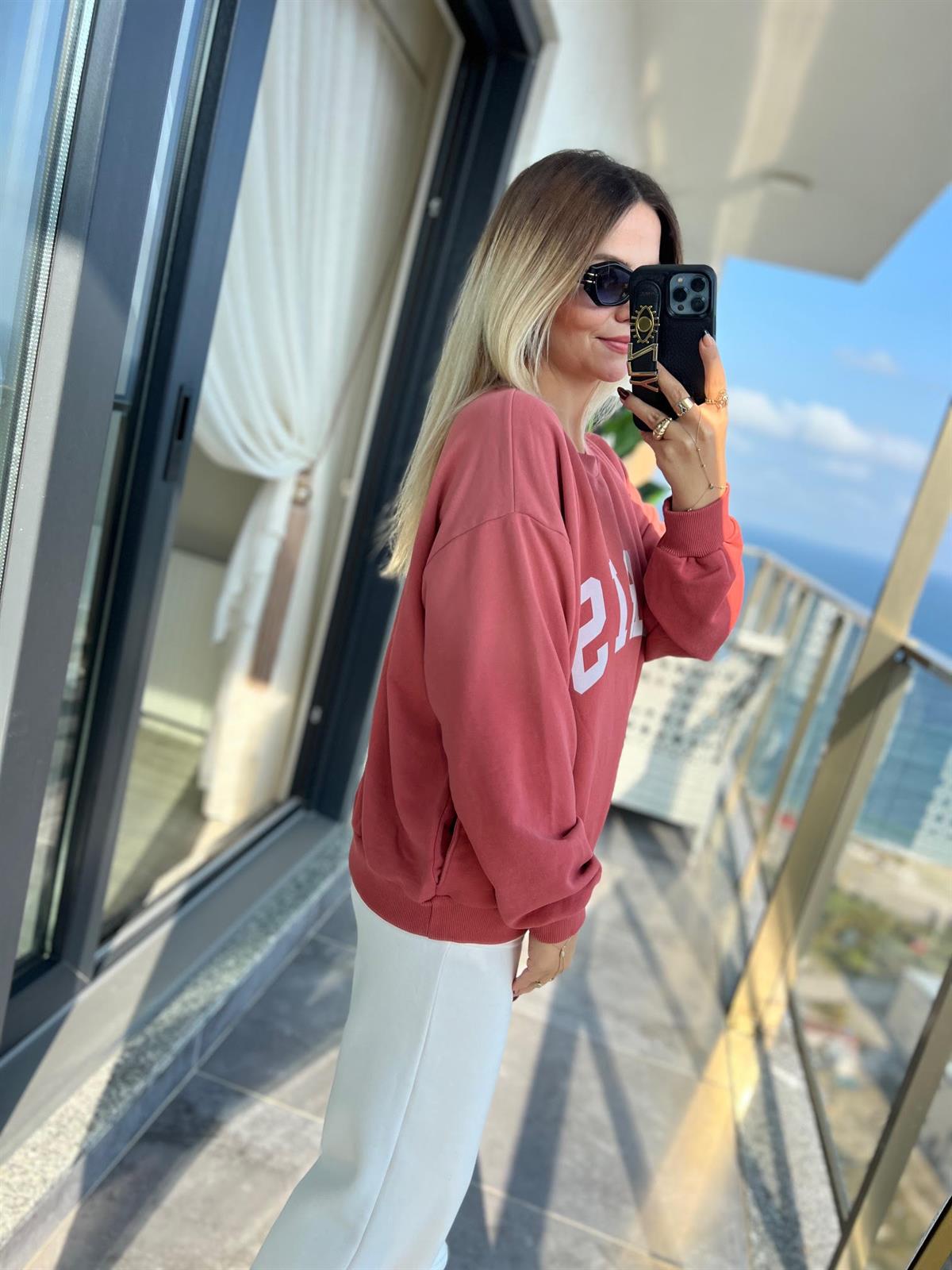 17805 Paris Yazılı Sweat PEMBE