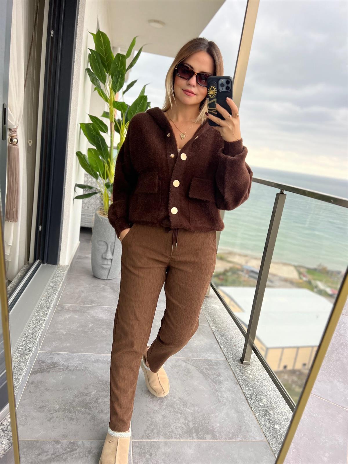 179 Fitilli Pantalon KAHVE