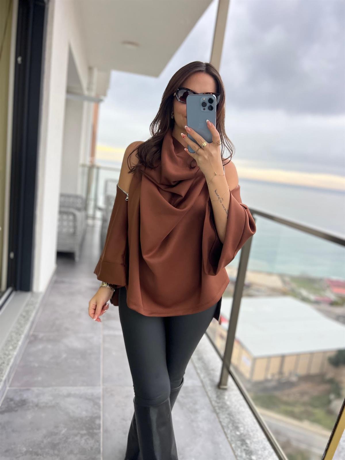 2101 Fermua Detay Tasarım Sweat KAHVE