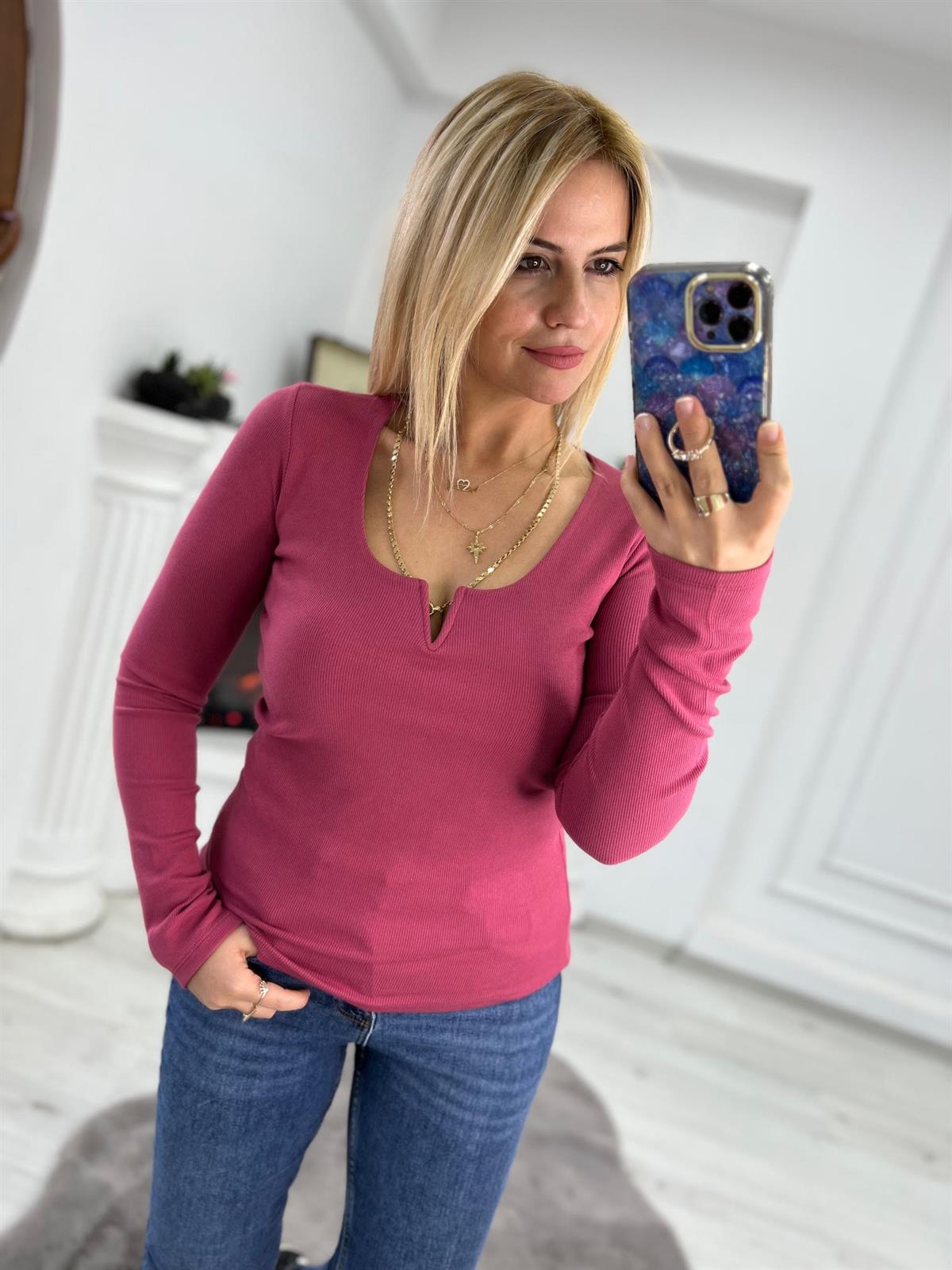 2260 Damla Yaka Tshirt BORDO