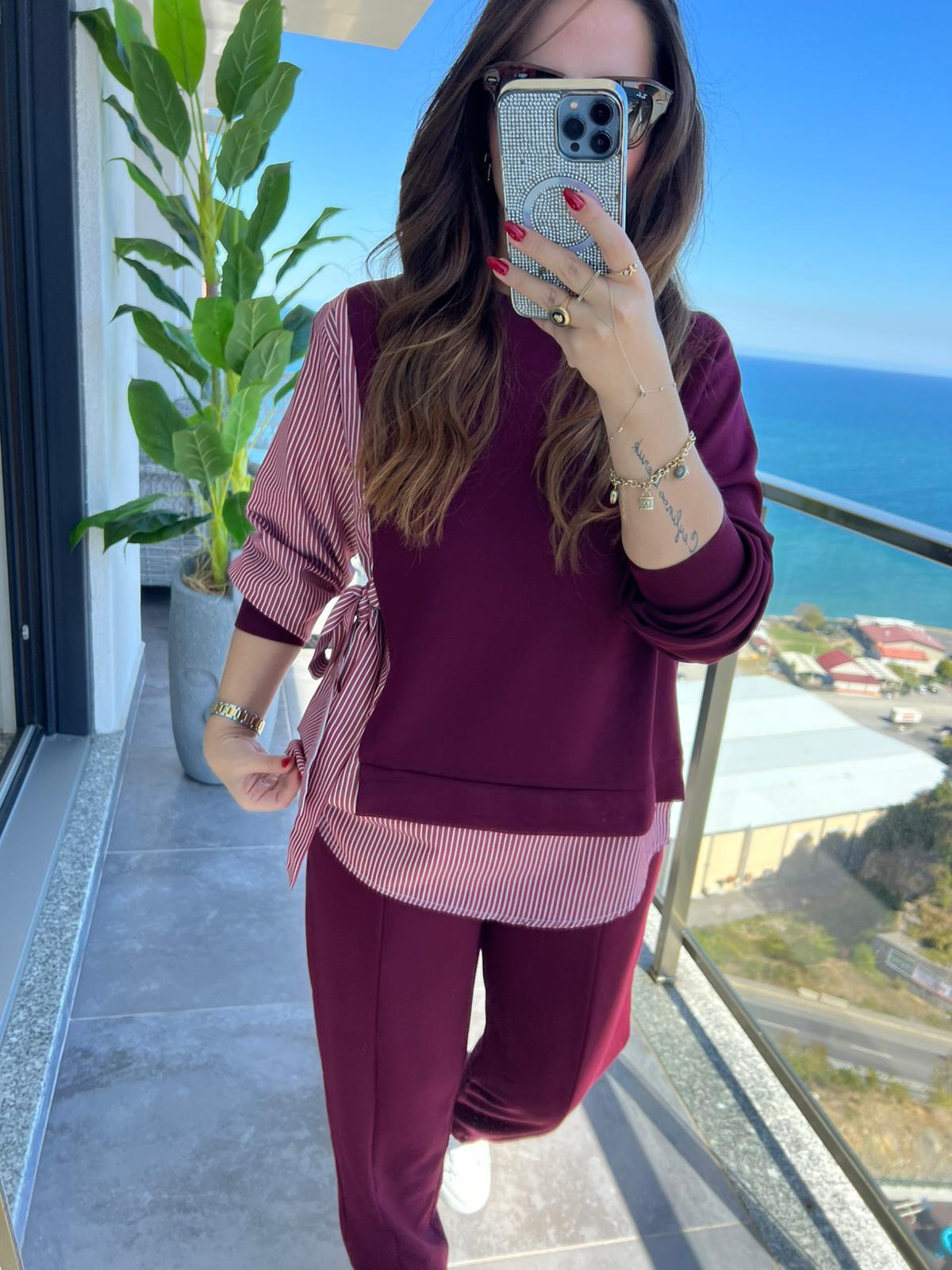 2307 Trikoton Bağlamalı Takım BORDO