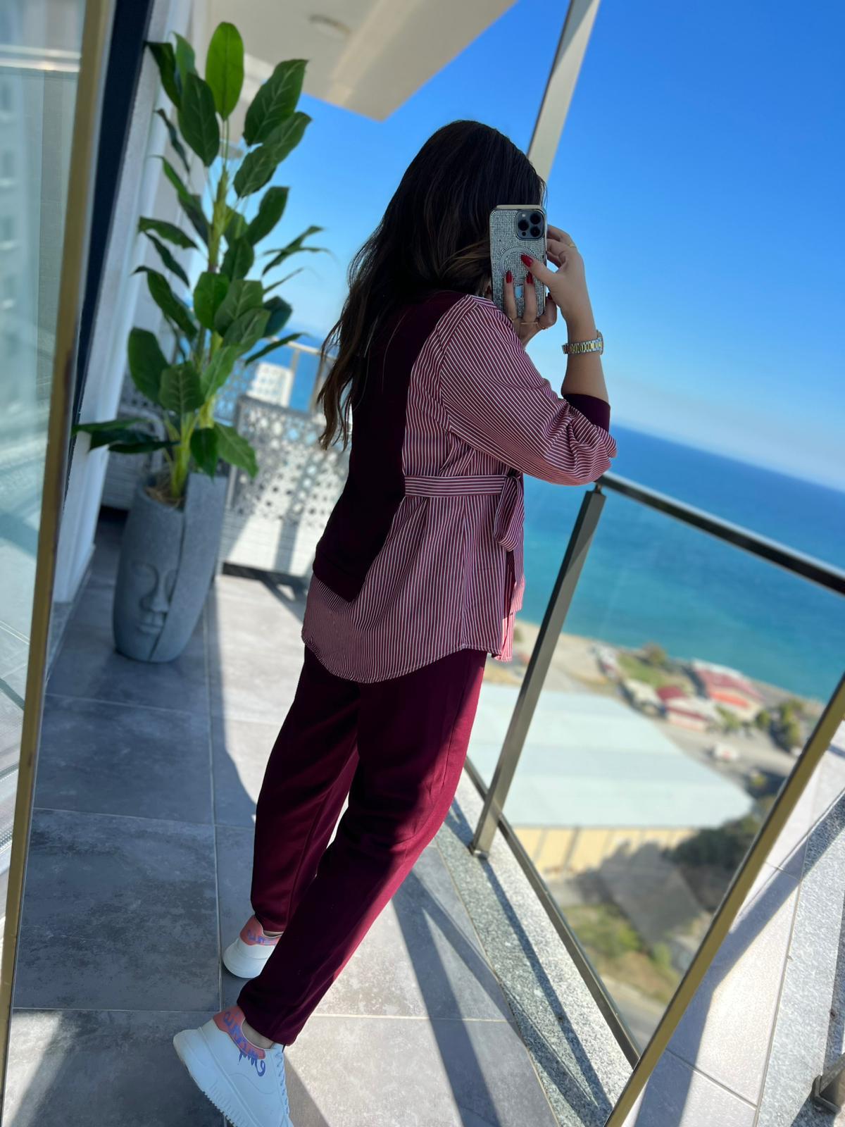 2307 Trikoton Bağlamalı Takım BORDO