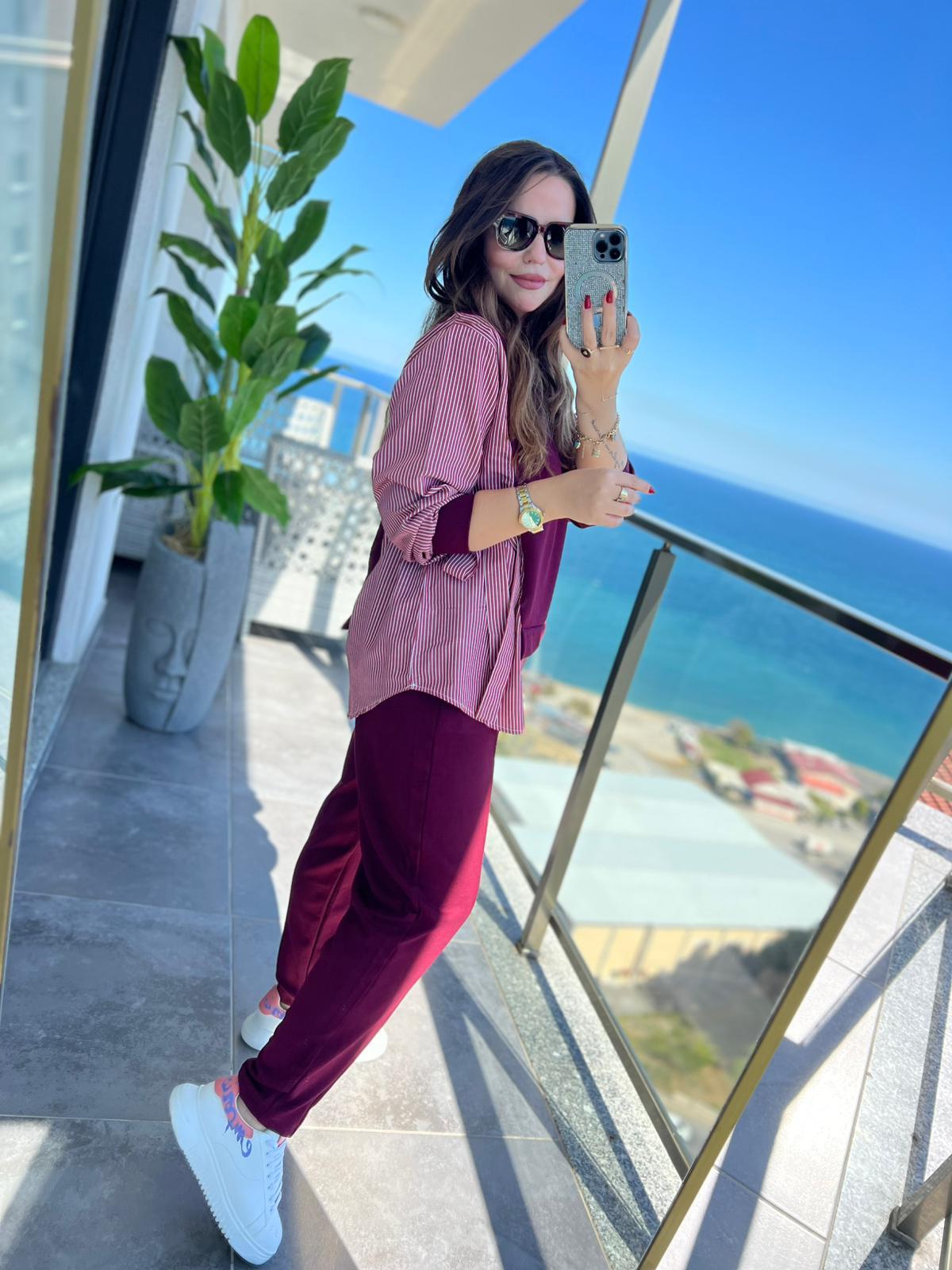 2307 Trikoton Bağlamalı Takım BORDO