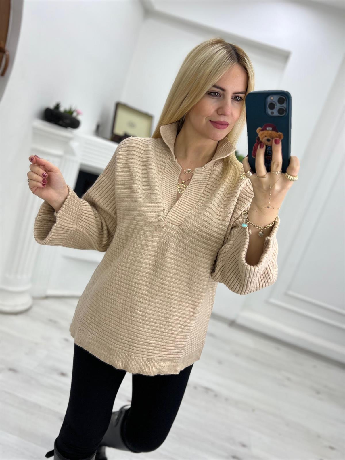 231153 Kendinden Kollu Patlı Kazak BEJ