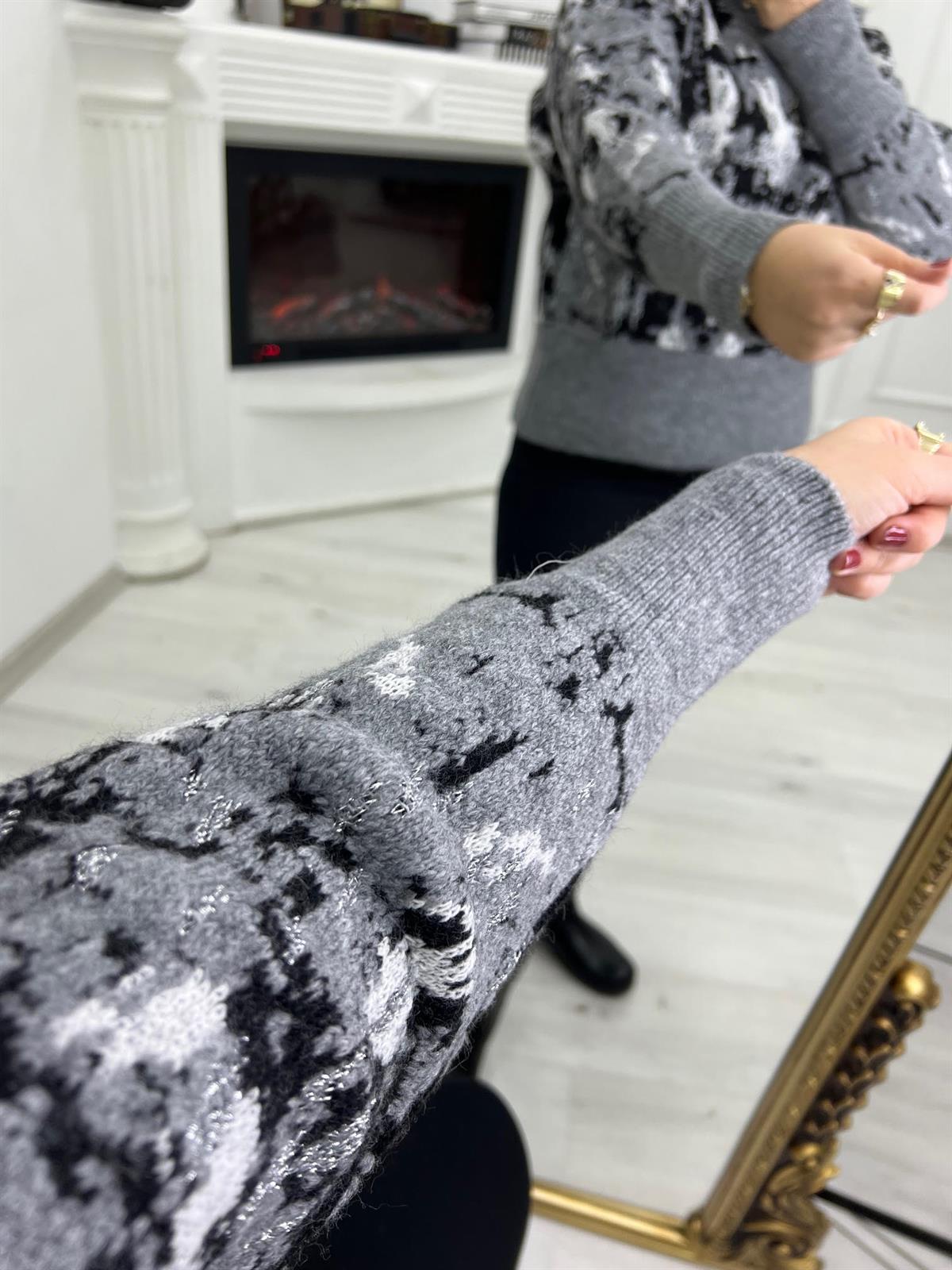231219 Simli Fermuarlı Yakalı Kazık GRİ