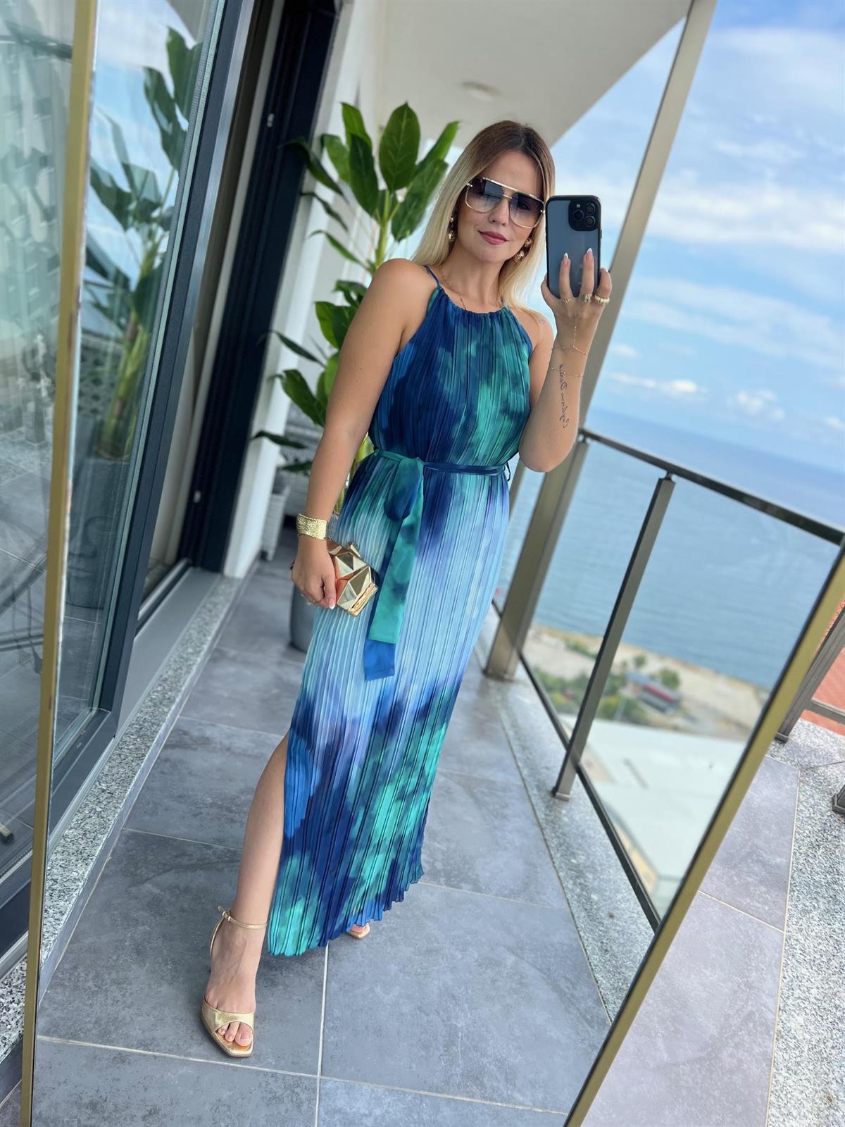 2334 Piliseli Elbise MAVİ