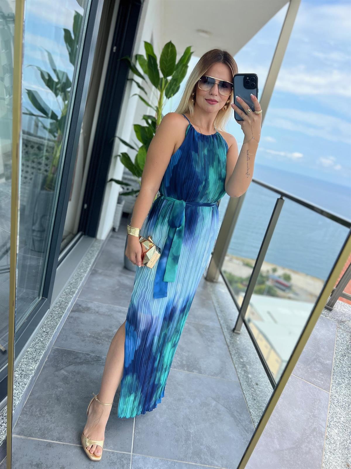 2334 Piliseli Elbise MAVİ