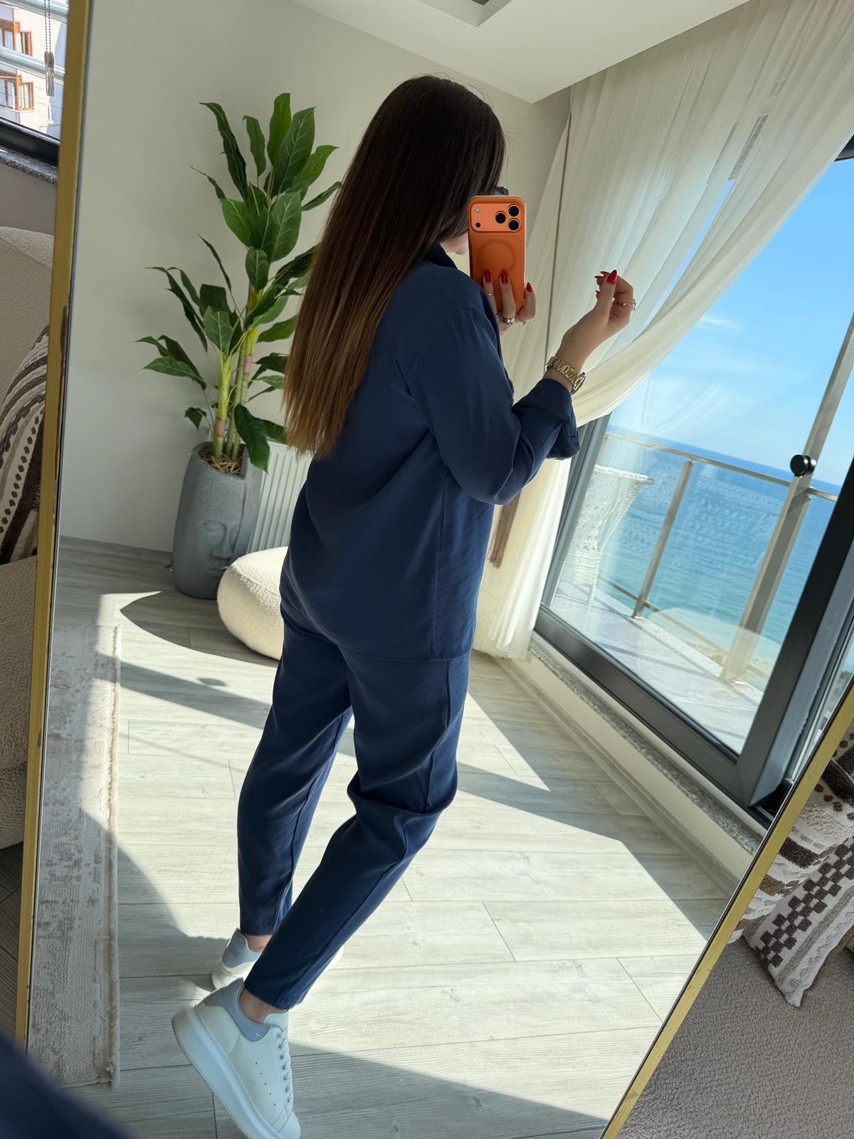 2407 Patlı Tencel Takım İNDİGO