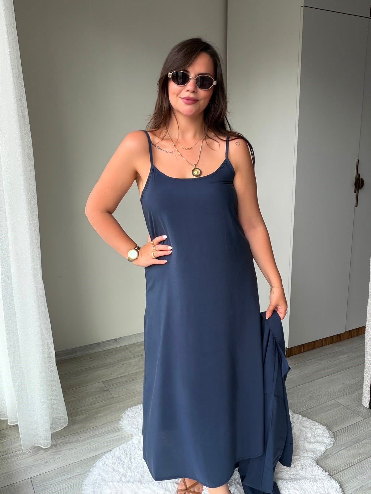 2419 Gömlekli Elbise LACİVERT
