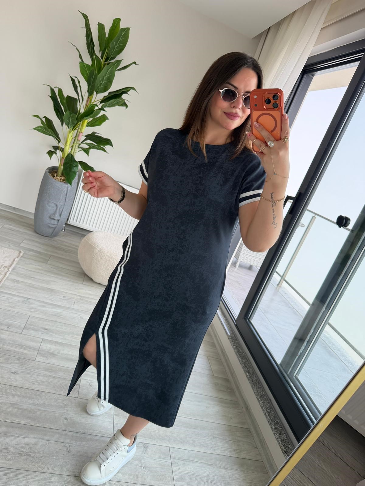 2421 Batik Desen Elbise ANTRESİT