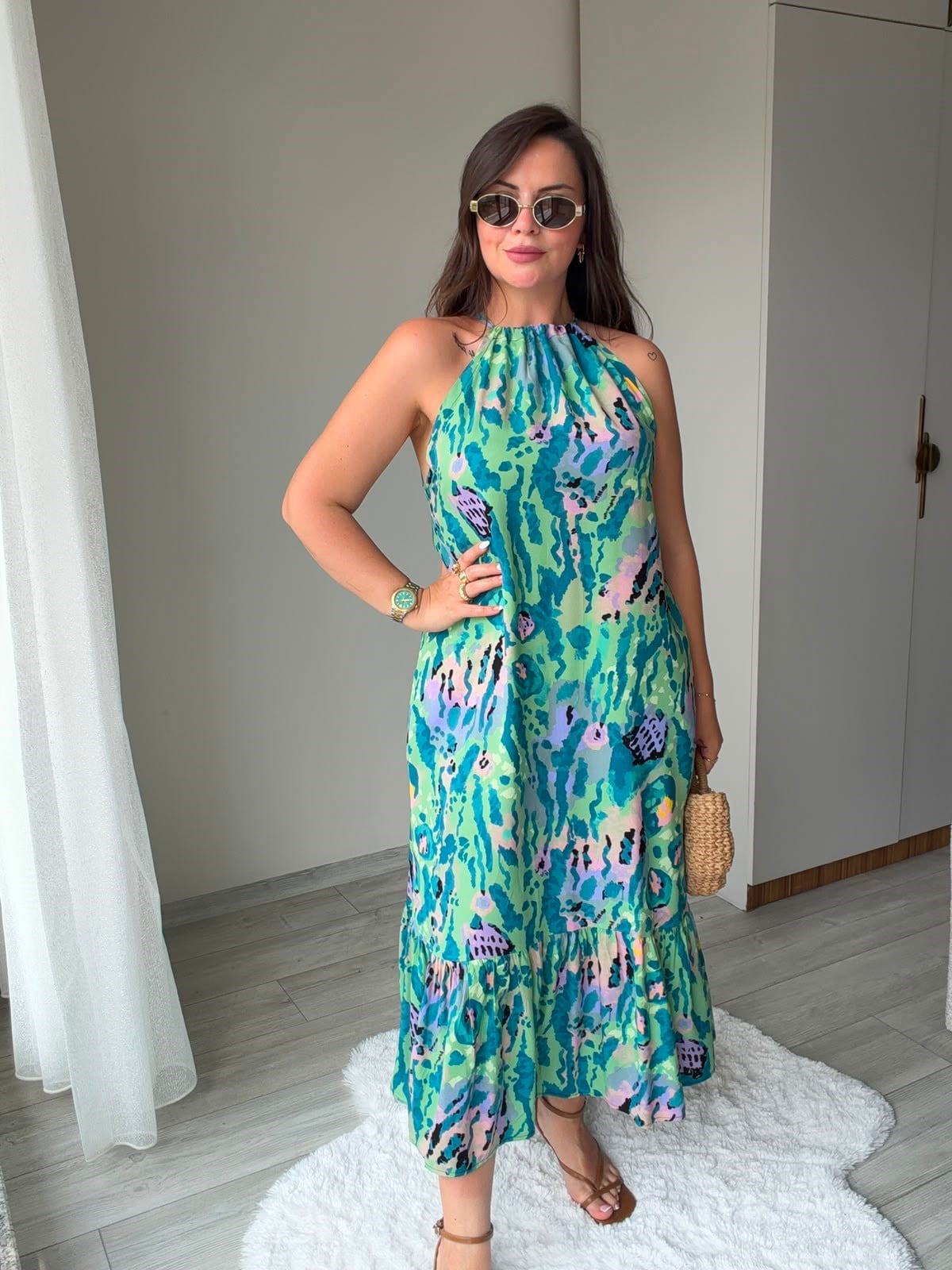 2449 Halter Yaka Viskon E lbise YEŞİL