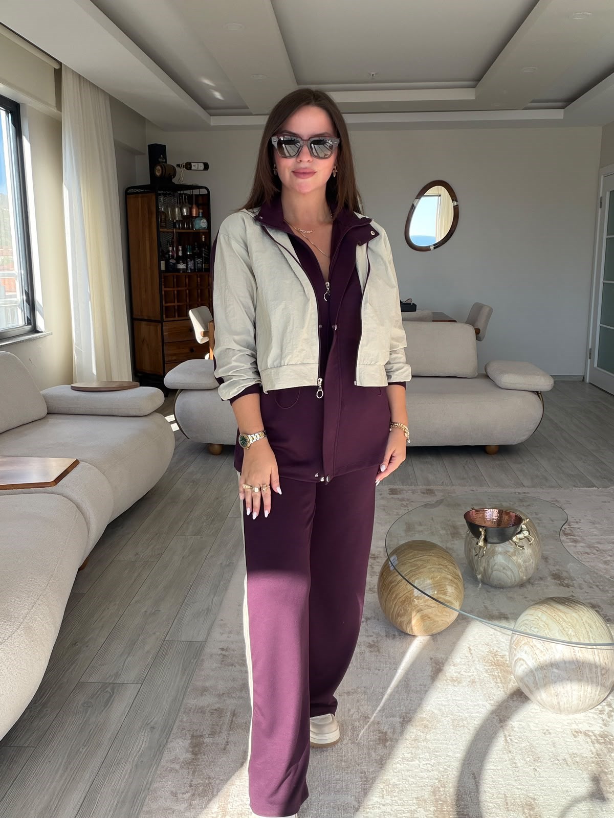 2464 Paraşütlü Kapüşonlu Takım BORDO