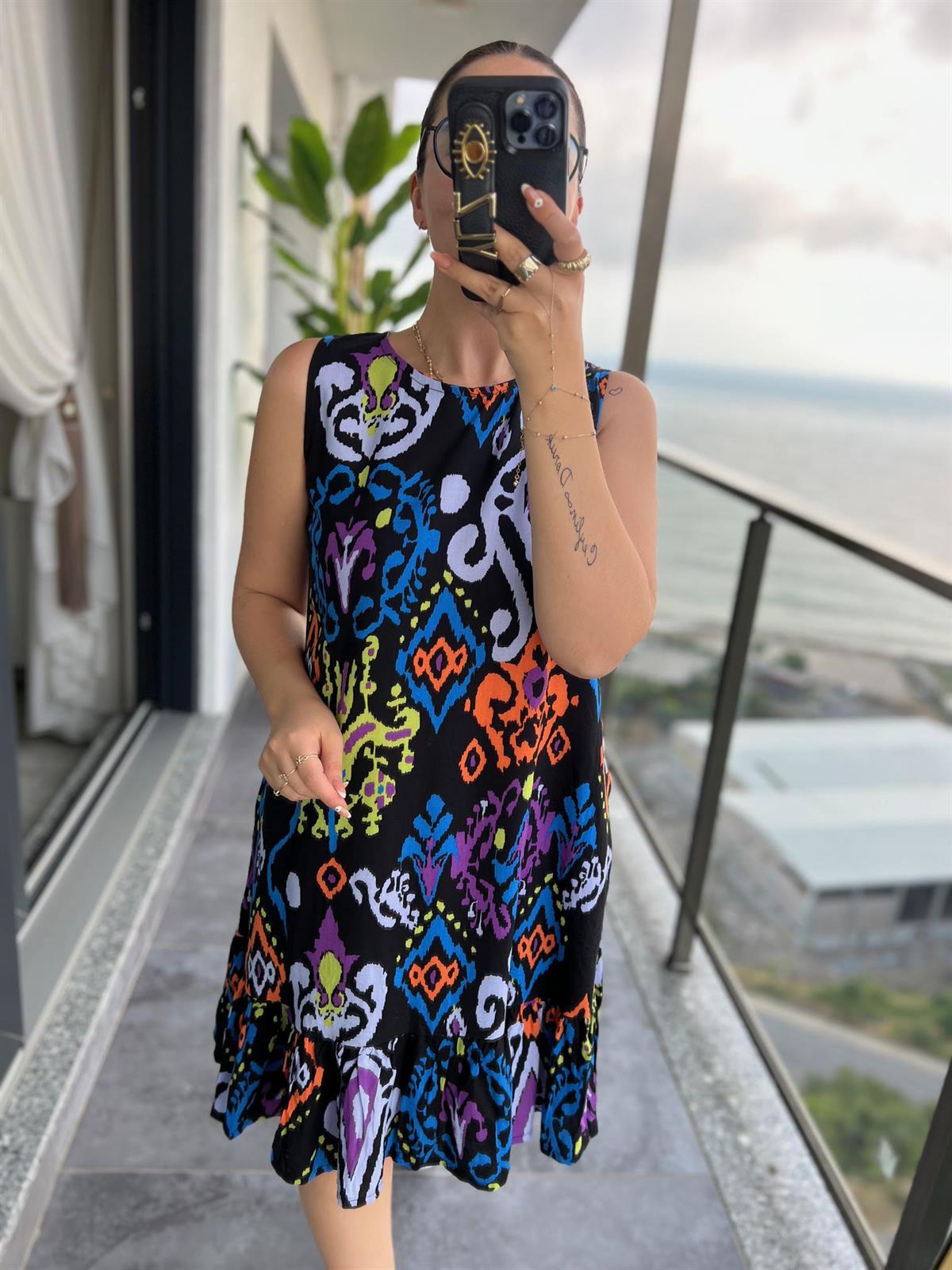 247164 Sıfır Kol Elbise SİYAH