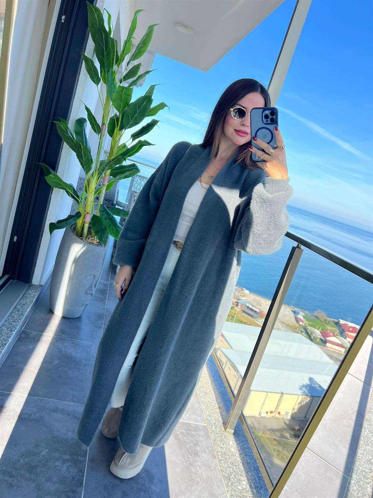 2476 Uzun Triko Hırka ANTRESİT
