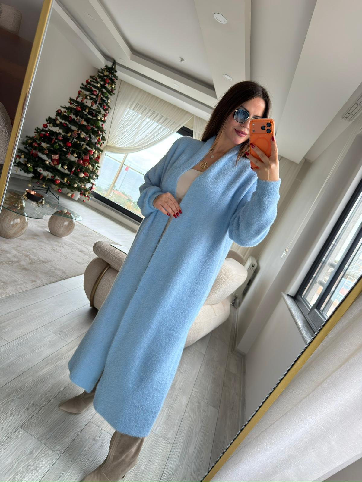 2476 Uzun Triko Hırka BEBE MAVİ