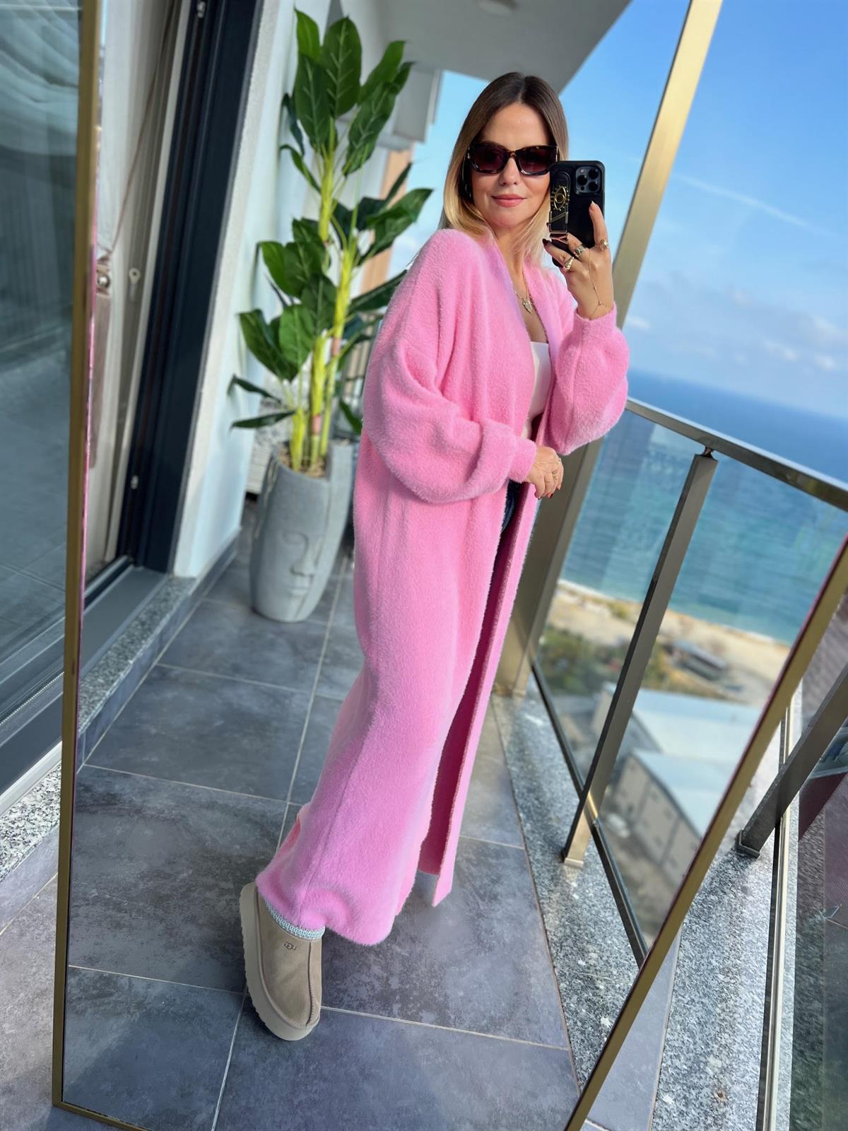 2476 Uzun Triko Hırka PEMBE