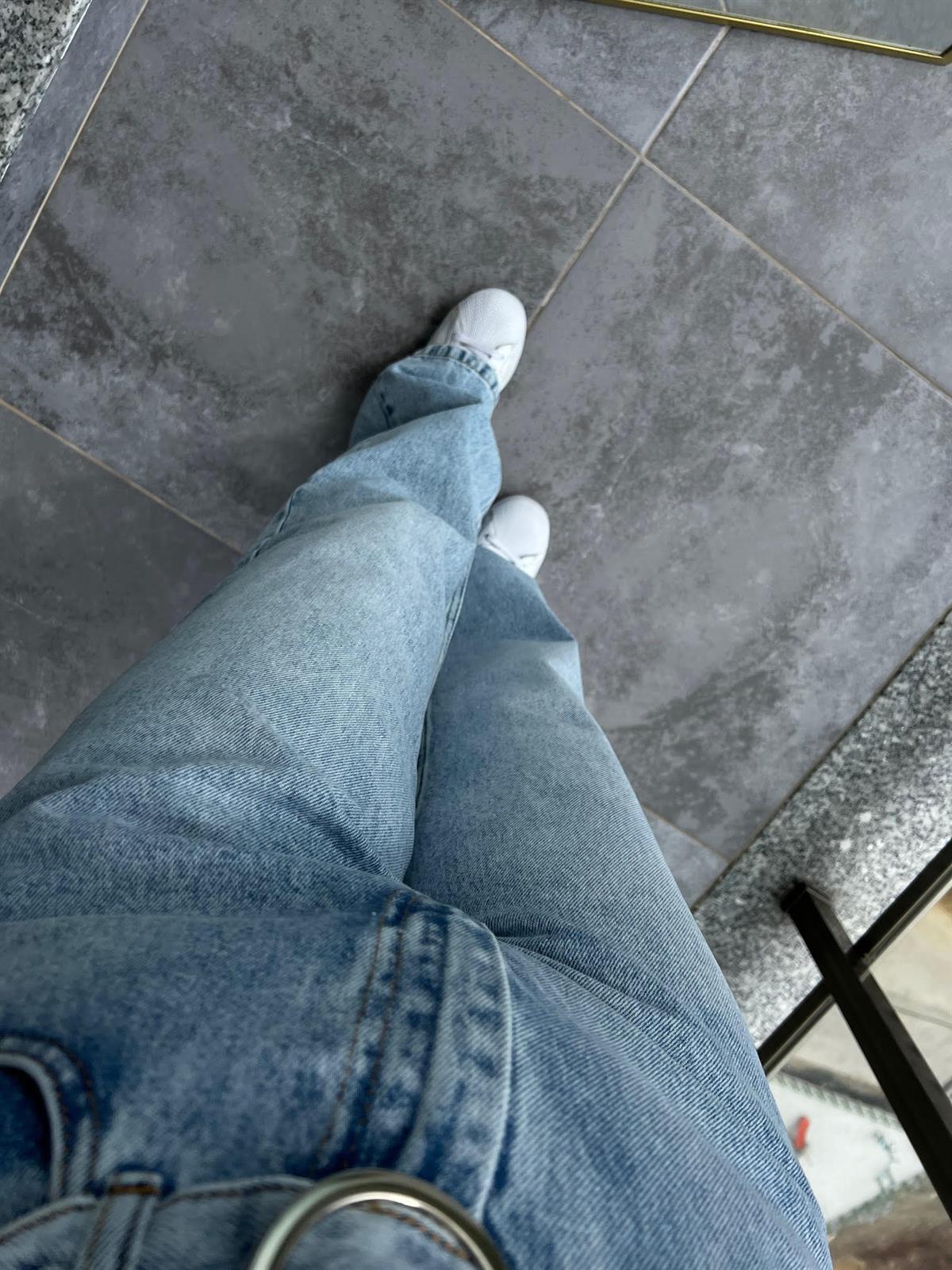 24933 Kendinden Kemerli Wide Pantolon BUZ MAVİSİ