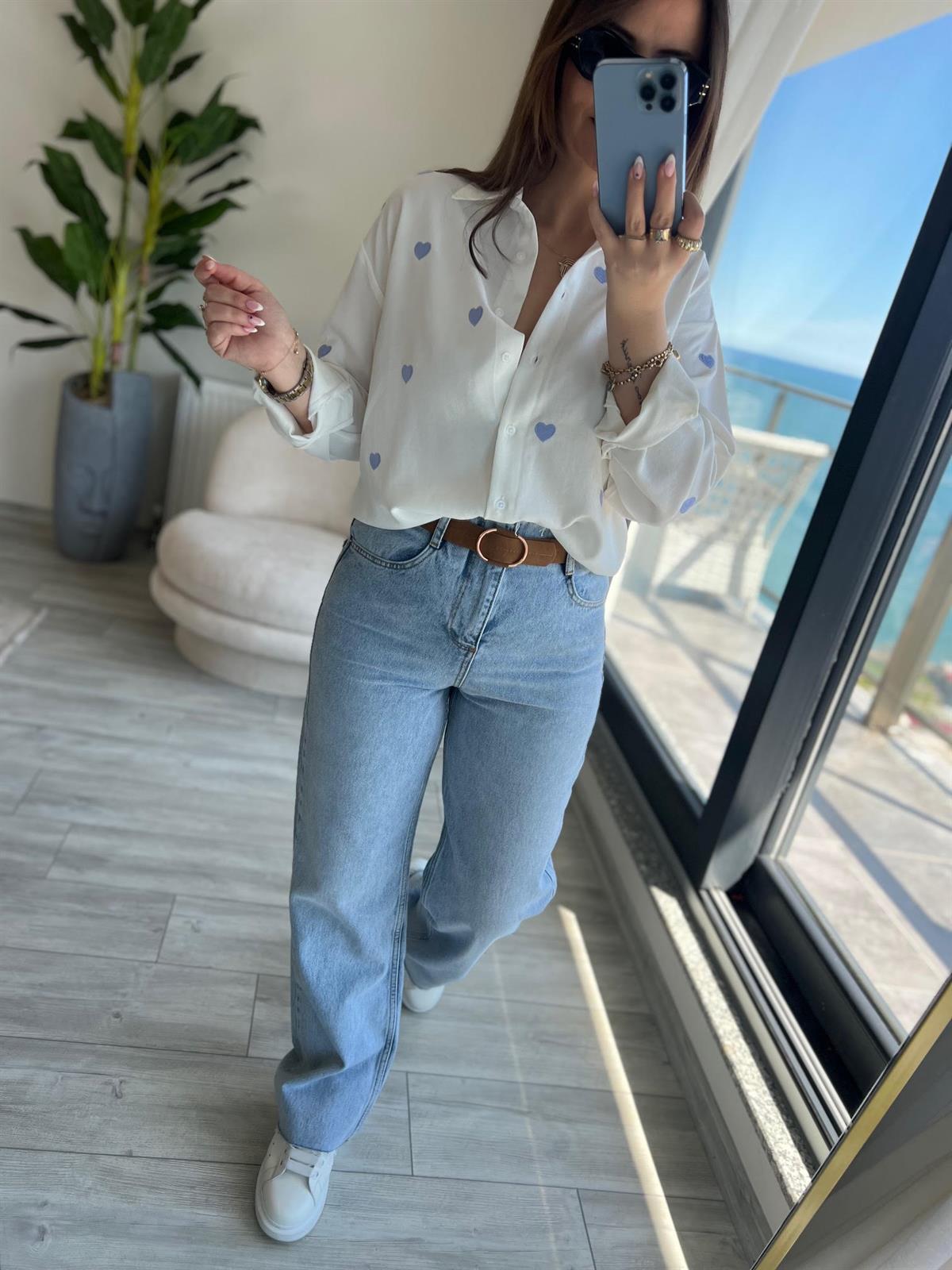 25400 Beli Dikişsiz Jean BUZ MAVİSİ
