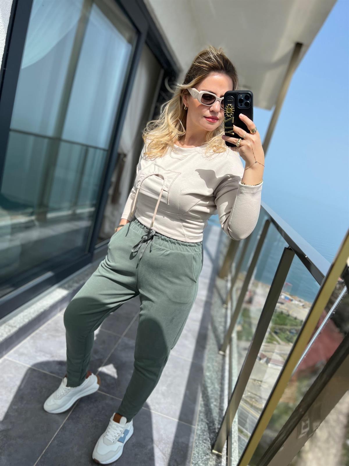 25473 Modal Kumaş Pantolon HAKİ YEŞİL