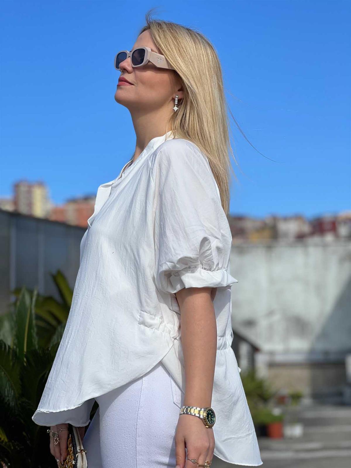 25755 Kolları Lastikli Bluz EKRU