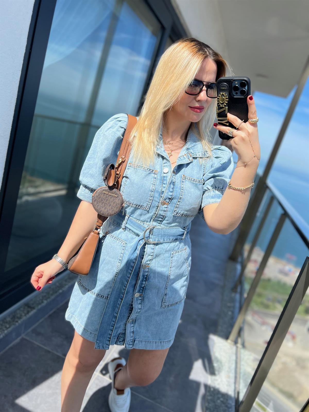 25804 Cepli Jean Elbise MAVİ
