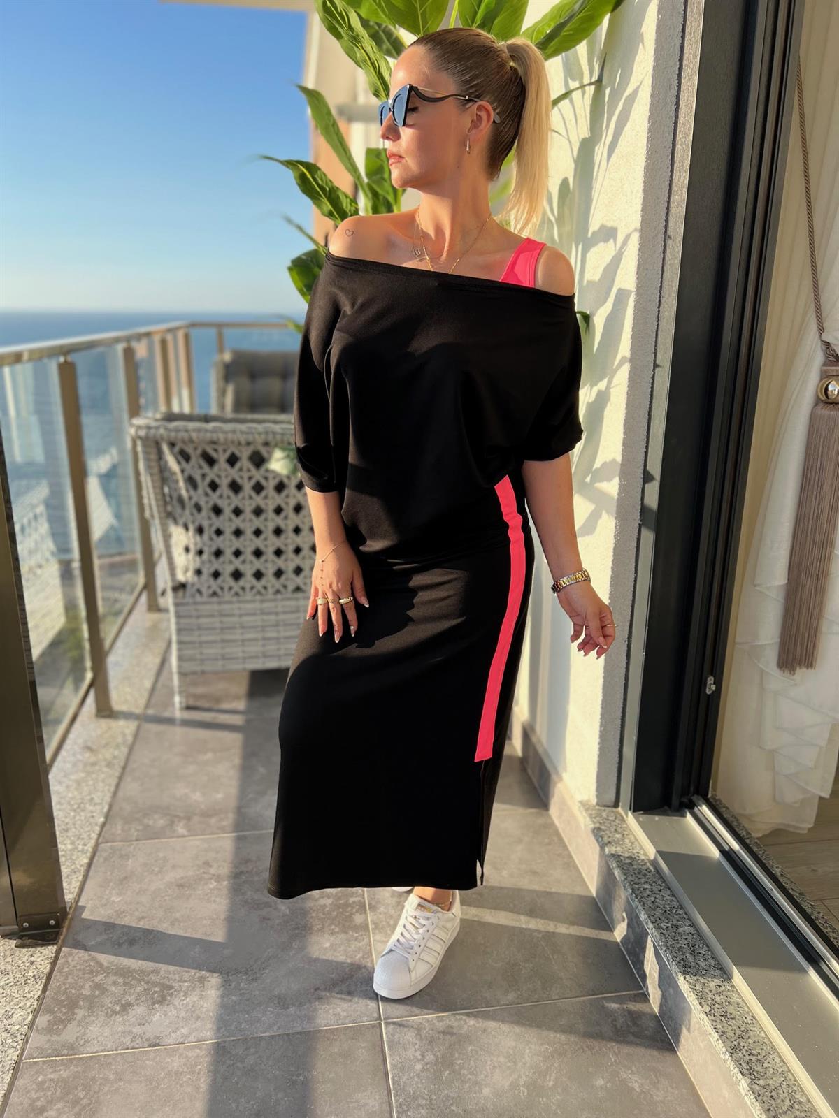 261028 Neon Detay Etekli Takım NEON PEMBE