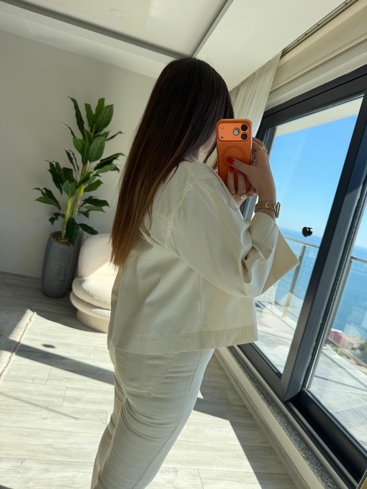 2615 Gabardin Crop Ceket TAŞ