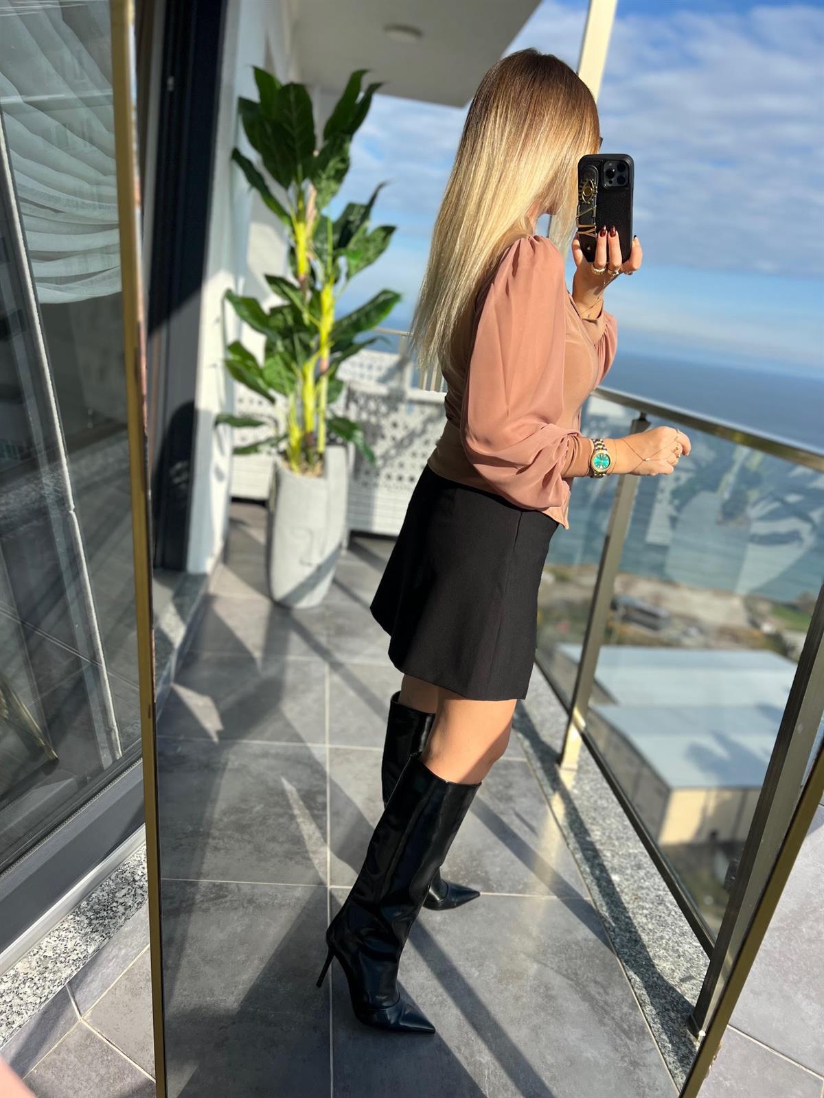 2643 Uzun Kollu Bluz CAPPUCINO
