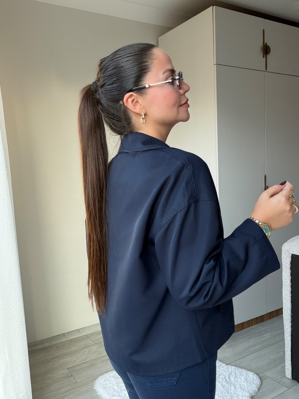 2653 Gabardin Düğmeli Bamber Ceket LACİVERT