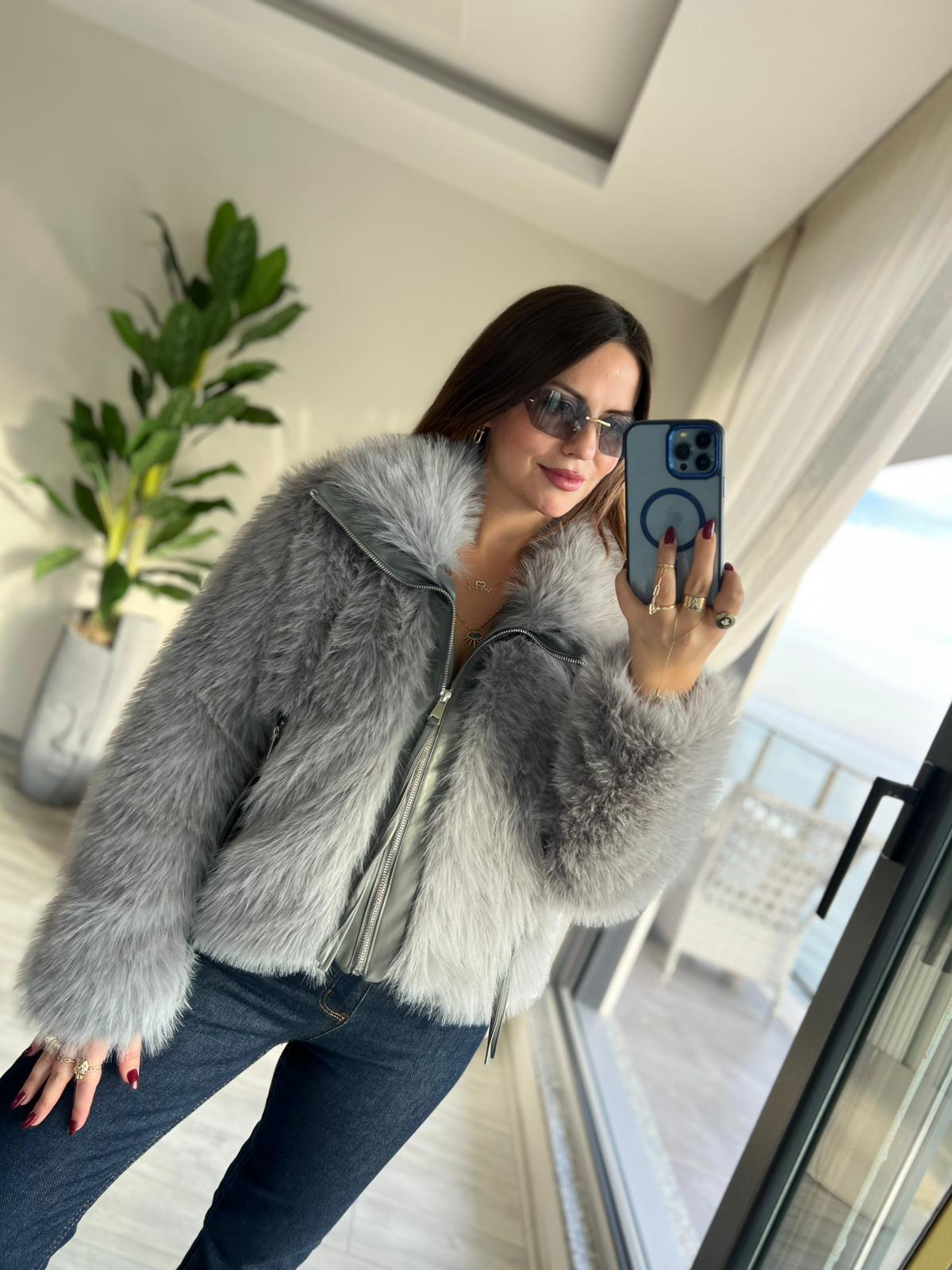 2709 Deri Garnili Lolita Mont GRİ