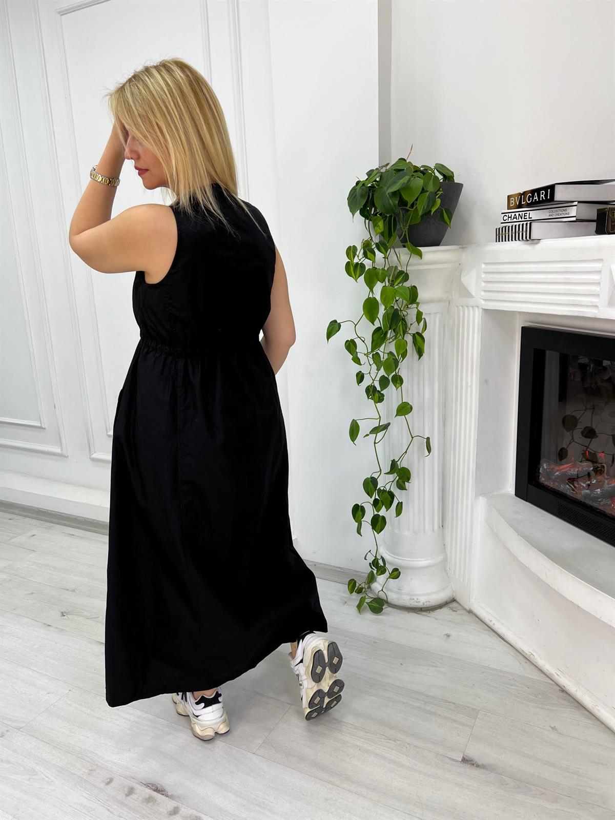 2722 Fermuarlı Elbise SİYAH