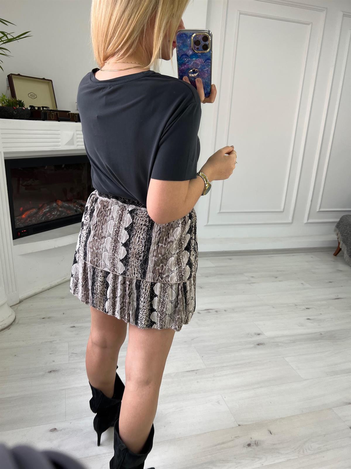 27623 Yılan Desenli Mini Etek DESENLİ