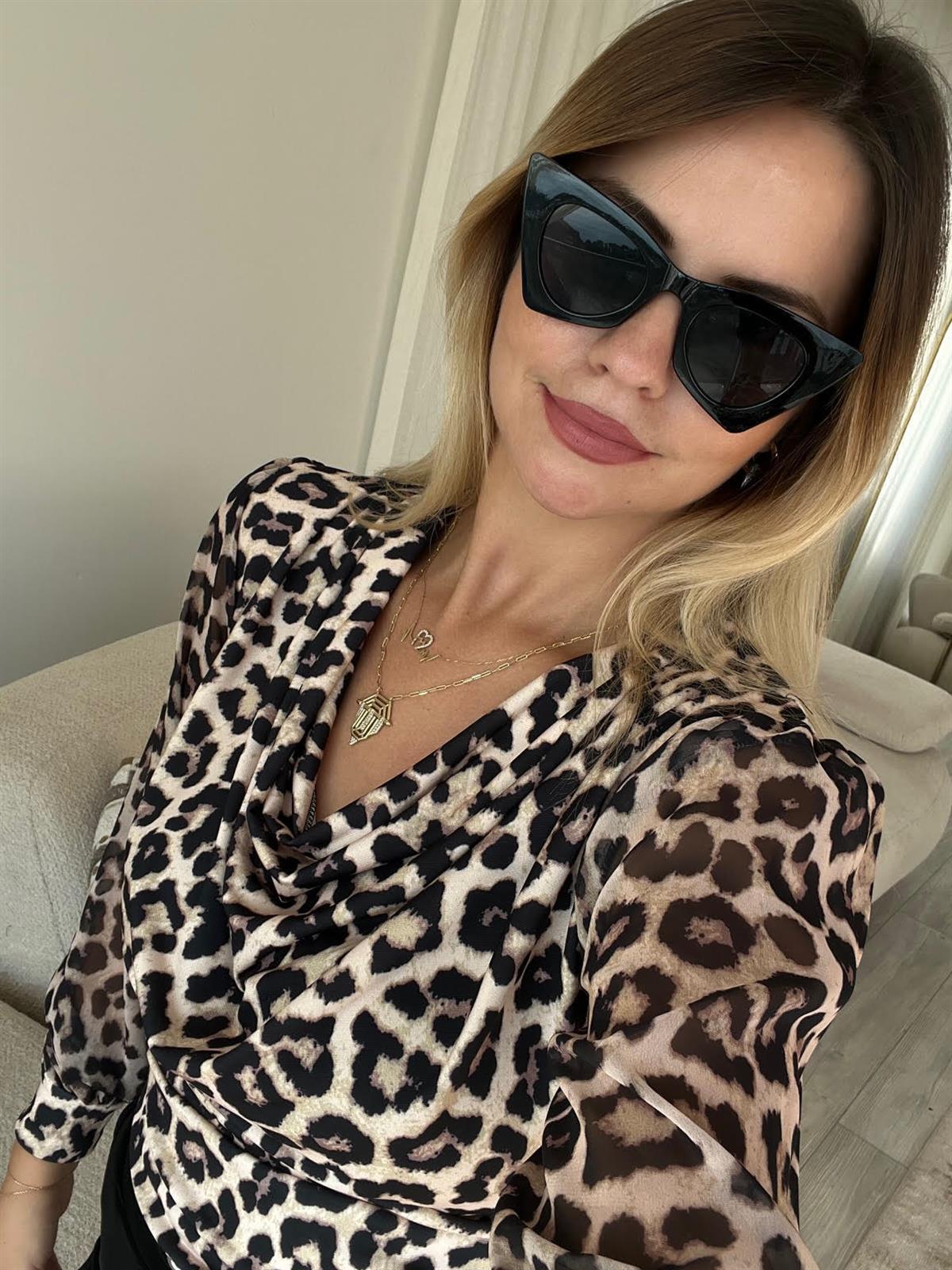 2770 Şal Yaka Bluz LEOPAR