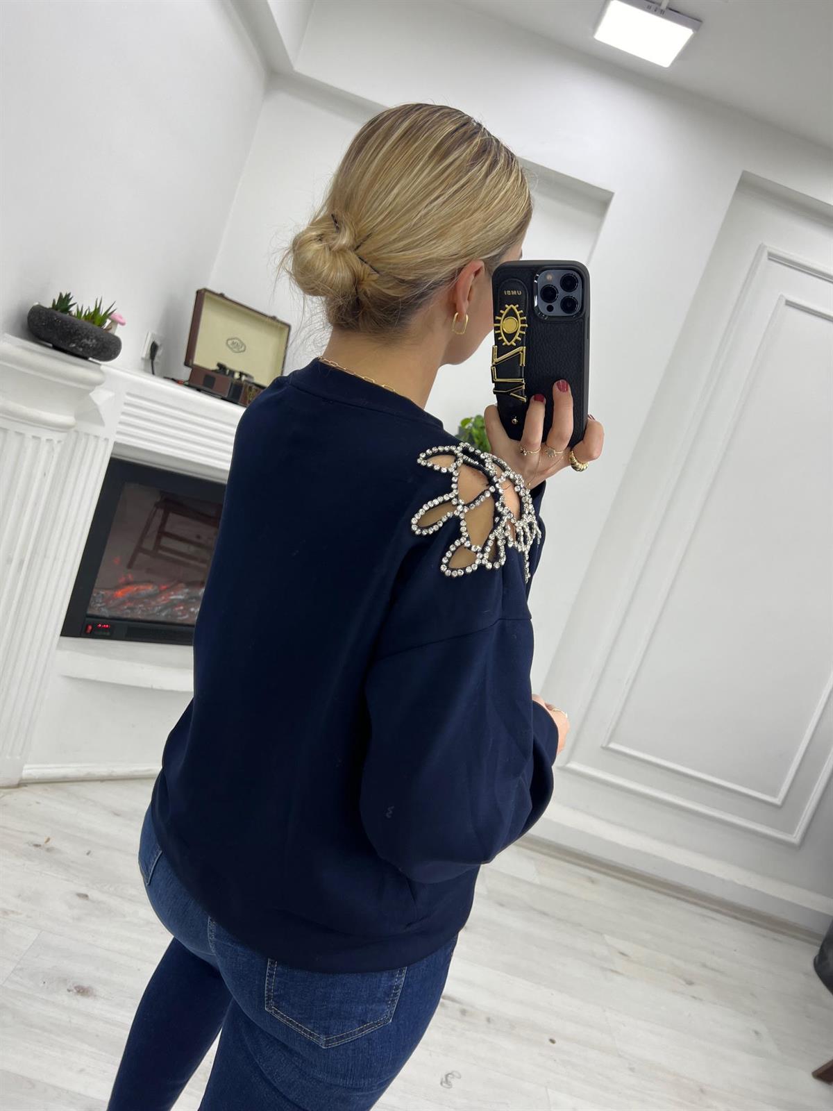 2789 Omuz Taşlı Sweat LACİVERT