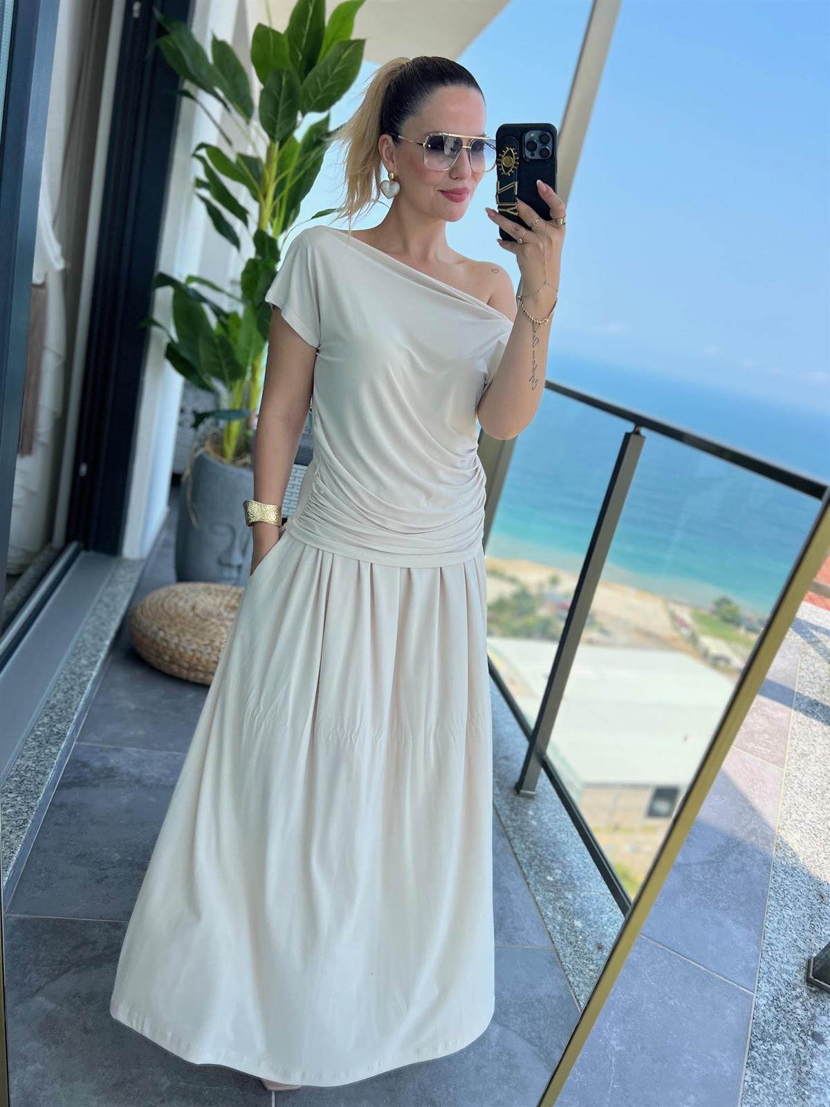 279118 Sandy Kumaş Etekli Takım KREM